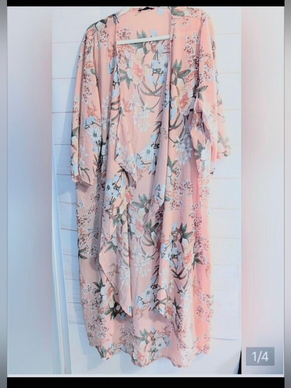 Nwot Shein Curve Floral Peach Kimono Duster Cardigan Beach Cover Up 1X